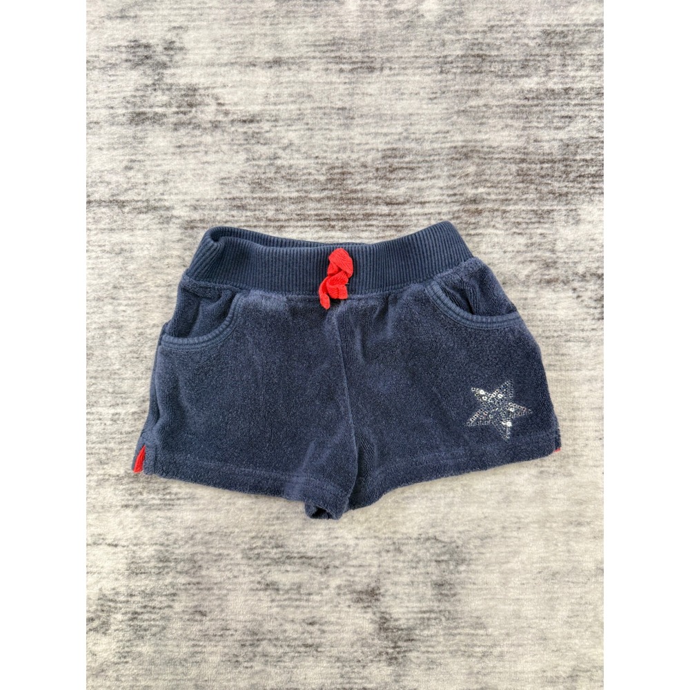 Koala Kids Navy Blue Terry Cloth Star Shorts 12 Months Glitter Star Pockets